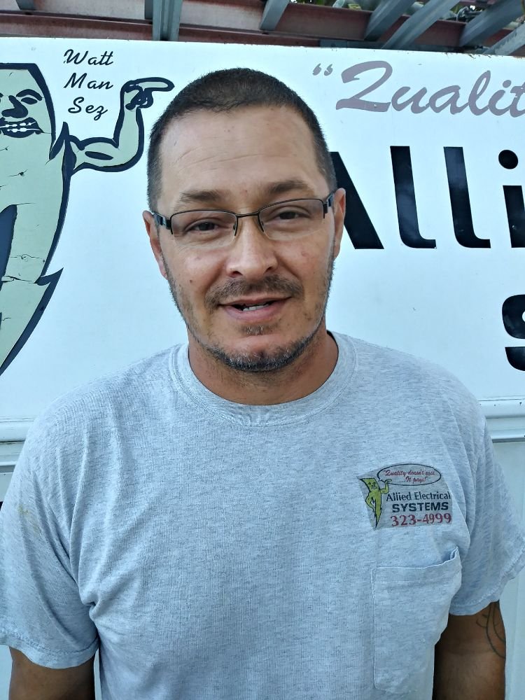 Jesse, Allied electrician, on the job